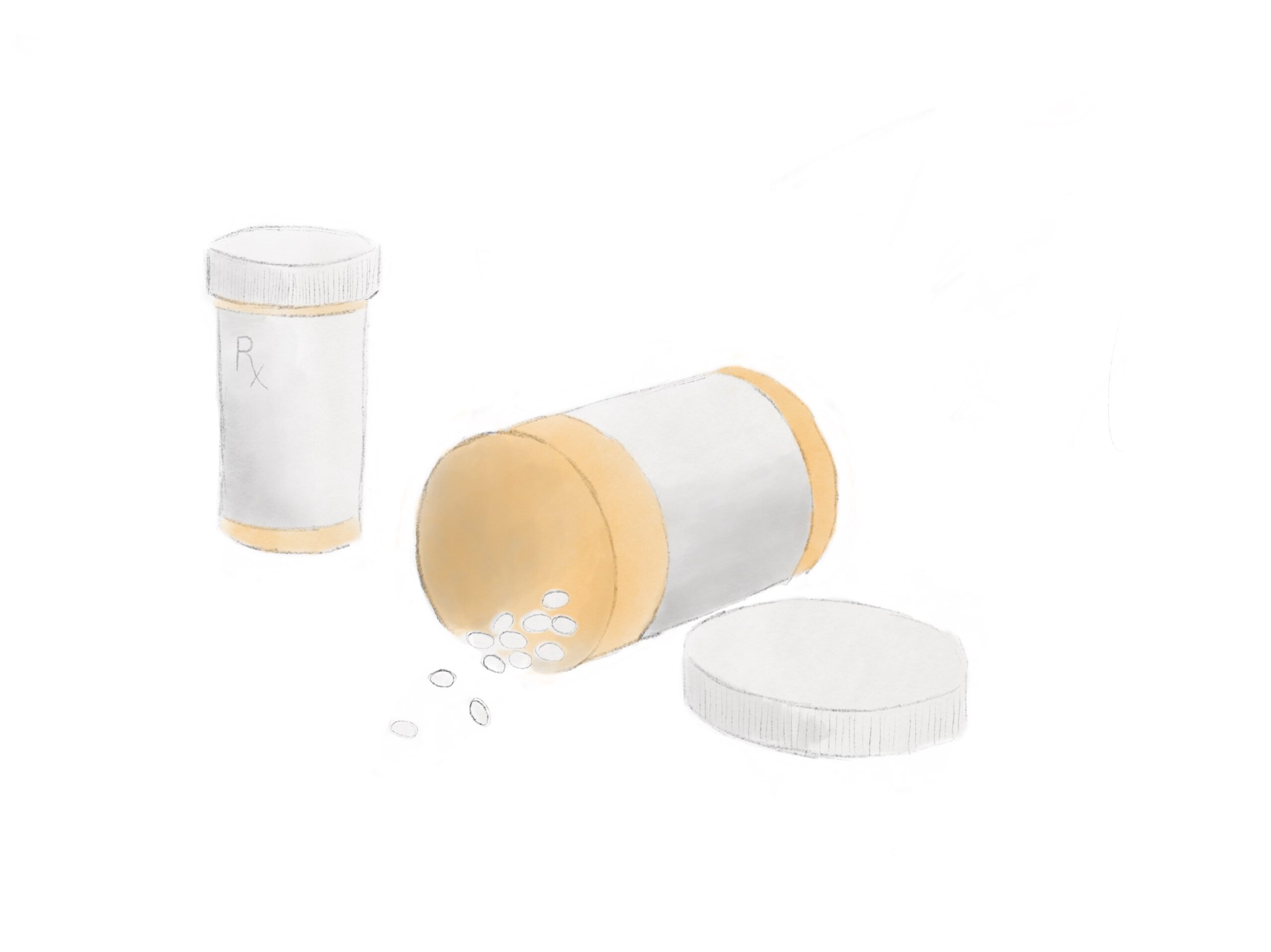 a drawing of prescription containers